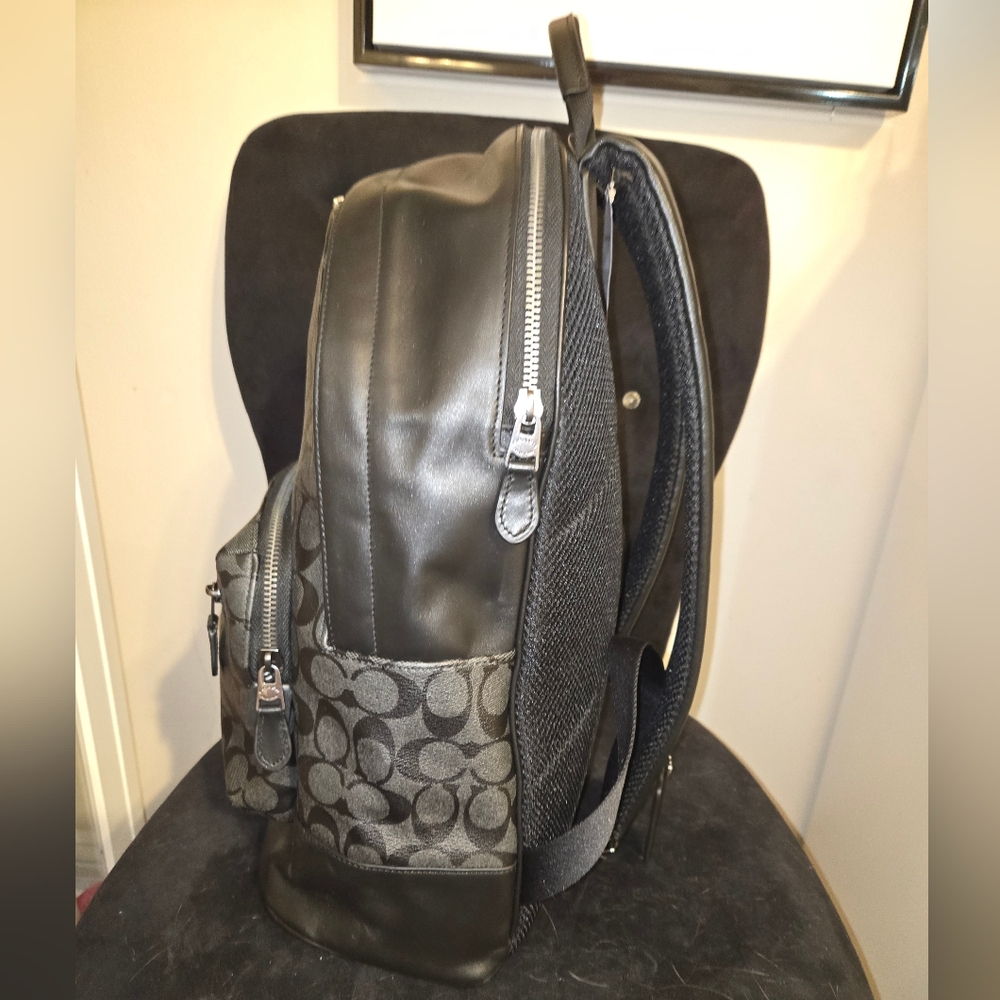 Coach West Backpack Signature Canvas Charcoal Black NWT 2736 Unisex Laptop Bag - Picture 6 of 16
